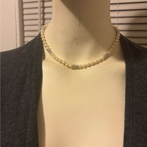 Vintage Ann Taylor Pearl and Silver Necklace